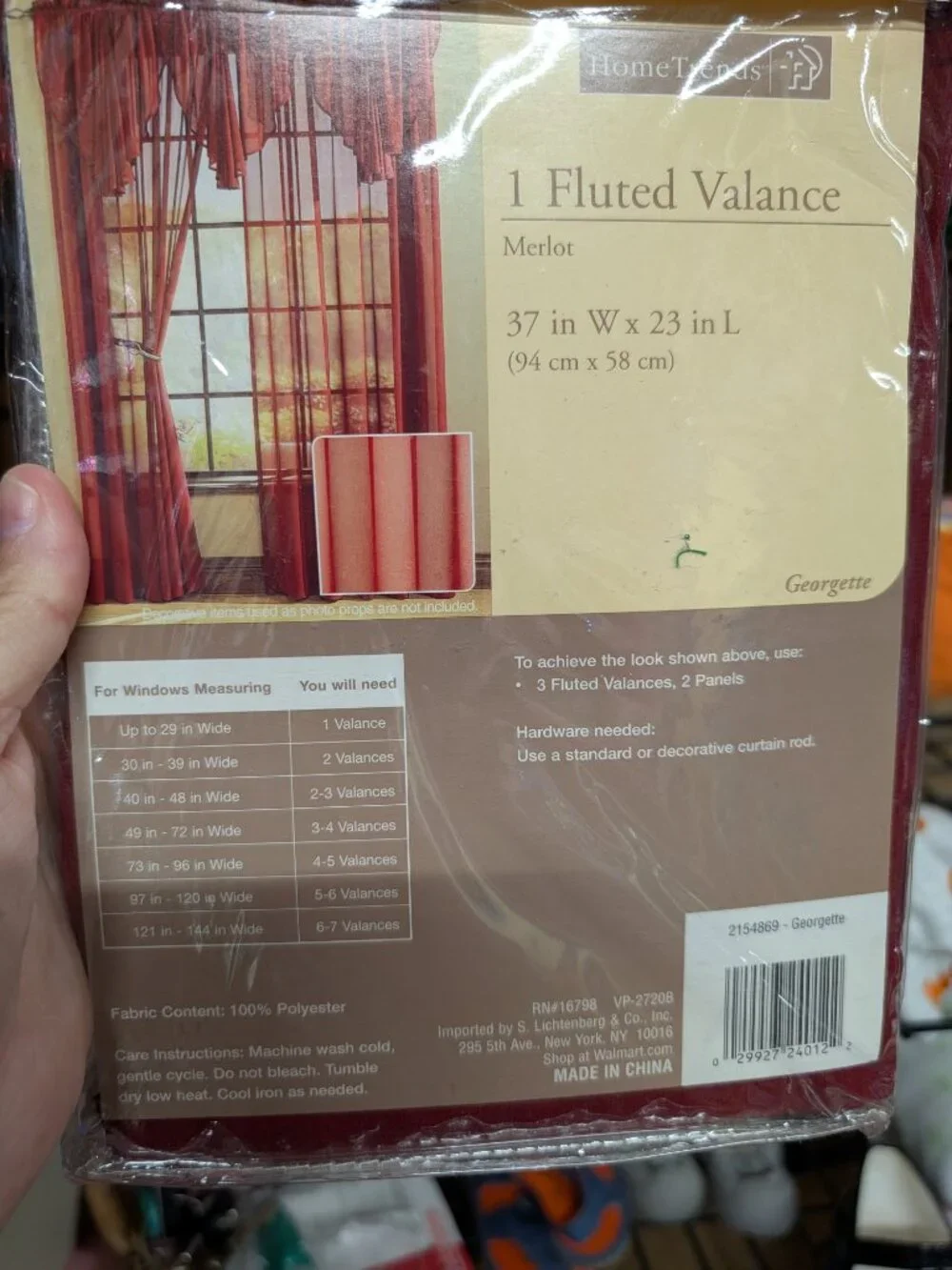 HomeTrends Fluted Valance Merlot 37x23 Sheer Curtain